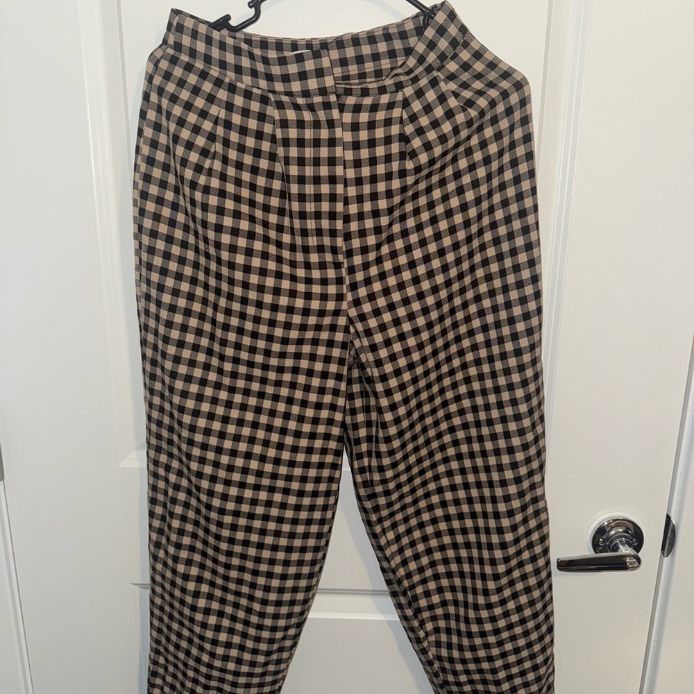 Nasty Gal Black and Tan Checkered Pants